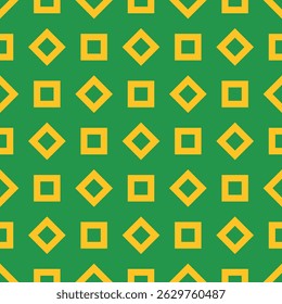 Funky colorful vector background. Stylish modern geometric seamless pattern with outline squares, cubes, tiles. Abstract bright green and yellow texture. Simple minimal funny childish summer design