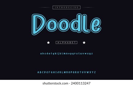 Funky colourful cartoon font type. Vector alphabet