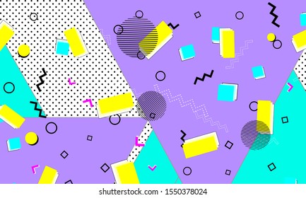 Funky Composition. Purple Beautiful Design. Splash Fashion. Yellow Elements. Liquid Decor. Lilac Bright Drawing. Turquoise Poster. Retro Flyer.