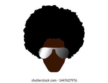 Funky cool african man with afro hairstyle and sunglasses vector illustration isolated or white background 