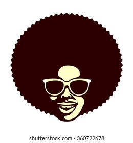 Funky cool african man with afro hairstyle and sunglasses vector illustration svg