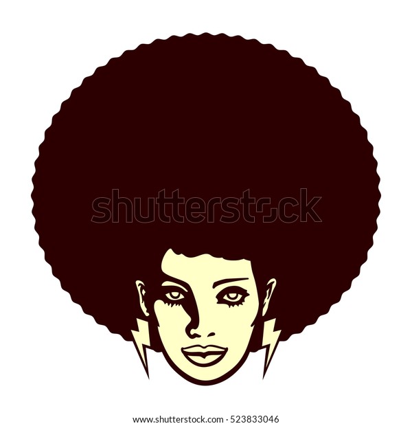 ファンキーで涼しいアフリカの女性の顔とアフロの髪型ベクターイラスト