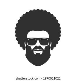 Funky cool bearded man african man wearing sunglasses. Afro Haircut