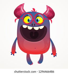 Funky and cool cartoon monster wearing eyeglasses
