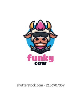 Funky Cow Creative Cool Cartoon Mascot Logo