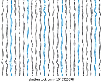 Funky curved stripes vertical lines vector shirt pattern. Thin intersecting and parallel bent lines, curve wavy ribbons clothing textile.  Wavy stripes ripple silk fabric texture wallpaper.