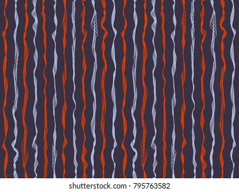 Funky curved stripes vertical lines vector shirt pattern. Thin intersecting and parallel curve lines, wavy ribbons clothing textile pattern.  Wavy stripes ripple fabric texture cover.