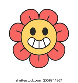 Funky daisy flower comic character