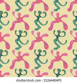 Funky dancing people vector pattern background. Fun backdrop of abstract dance figures with memphis design style texture. Pink, green, yellow repeat. Naive hand drawn all over print for summer, party.