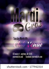 Funky dark Mardi Gras flyer template