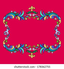 Funky design frame with bright cartoon swirls