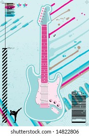 Funky design with guitar.