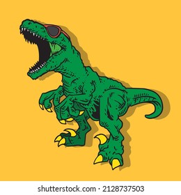 funky dinosaur artwork for poster logo and template