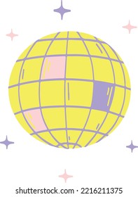 Ilustración de elementos retro de la bola disco Funky 