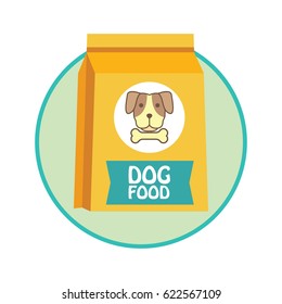 Funky Dog Food Bag / Pet Toys Accessories. Vector Illustration