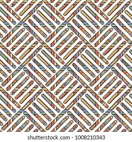 Funky doodle seamless pattern. Vector abstract decorative braided background with ornate ornament
