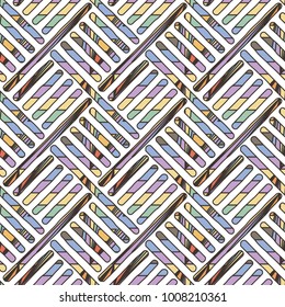 Funky doodle seamless pattern. Vector abstract decorative braided background with ornate ornament