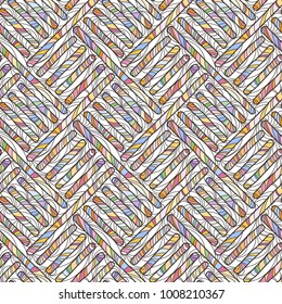 Funky doodle seamless pattern. Vector abstract decorative braided background with ornate ornament