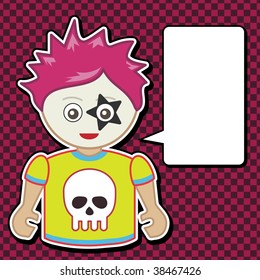 funky emo girl with speech bubble ready for text