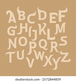 Funky english alphabet letters - Gold Background