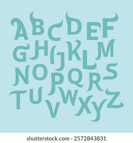 Funky english alphabet letters - Teal Background