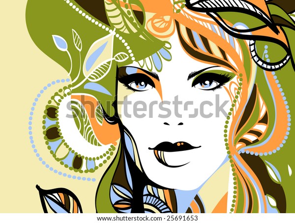 Funky Fashion Vector Portrait Stock Vector (Royalty Free) 25691653 ...