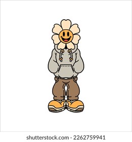 funky flower cartoon vector design