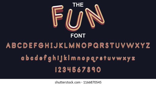 Funky font and alphabet with numbers. Vector typography letter design.