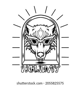 Funky Fox Head Silhouette Illustration for your business or merchandise