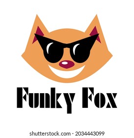 Funky Fox Wearing Sunglasses, Cool Animal Head Cartoon, Smiling Fox Head