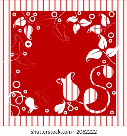 Funky frame with stripes behind red