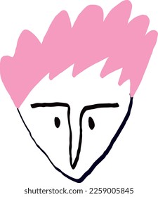 Funky freaky lovely face. Vector illustration in modern doodle style.