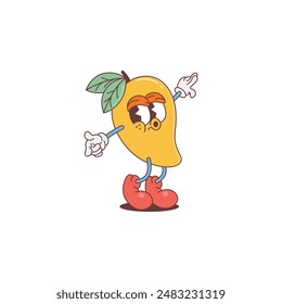 Funky and fun, Groovy Mango Mascot! This stylish retro character is ready to bring a smile to your designs. Vector illustration.