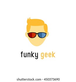 Funky Geek Logo Design Template. Vector Illustration