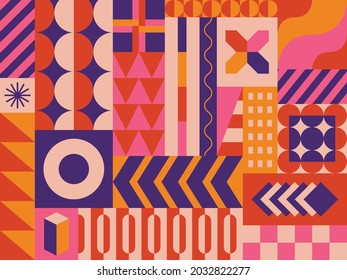 Funky geometric background design - Colorful neo geometric pattern illustration vector eps 10