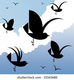 funky geometric birds (5 different wing styles)