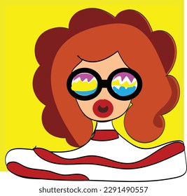 funky girl wearing sunglasses illustration