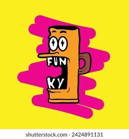 Funky Glass Coffee Concept Vector Design Illustration