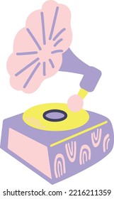Gráfica divertida de elementos retro gramofónicos 