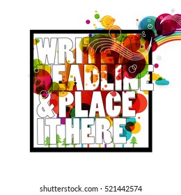 Funky graphic design template. Abstract vector background.