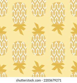 Piñas gráficas funky con fondo amarillo, fondo de piña moderno