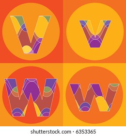 funky groovy lines ALPHABETS quads (vector) - part of a complete set