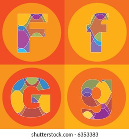funky groovy lines ALPHABETS quads (vector) - part of a complete set