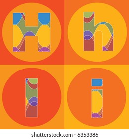 funky groovy lines ALPHABETS quads (vector) - part of a complete set
