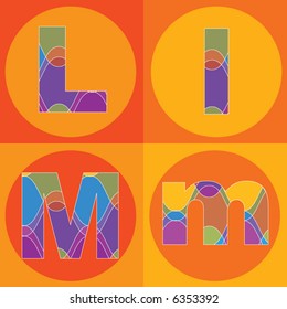 funky groovy lines ALPHABETS quads (vector) - part of a complete set