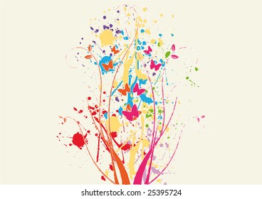 Funky Grunge Background with paint splats.