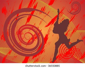 funky guitar girl - vector