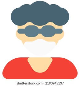 Funky haired boy with mask and glasses.