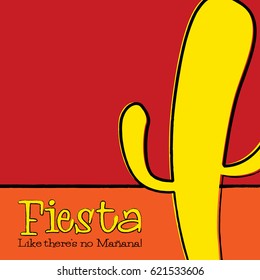 Funky hand drawn cactus card in vector format.