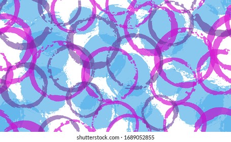 Handgezeichnete Kreise, Geometrie Stoffdruck. Vektorillustration der sich überschneidenden Elemente am runden Form-Spot nahtlos. Paint Texture Circle Geometrie Stoffdruck.